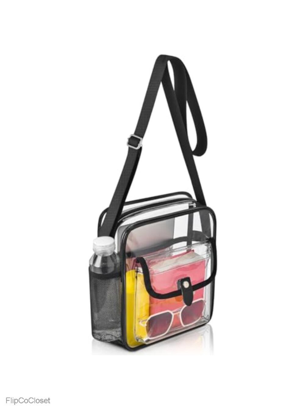 Clear Crossbody Bag Stadium Approved PVC Water Bottle Holder